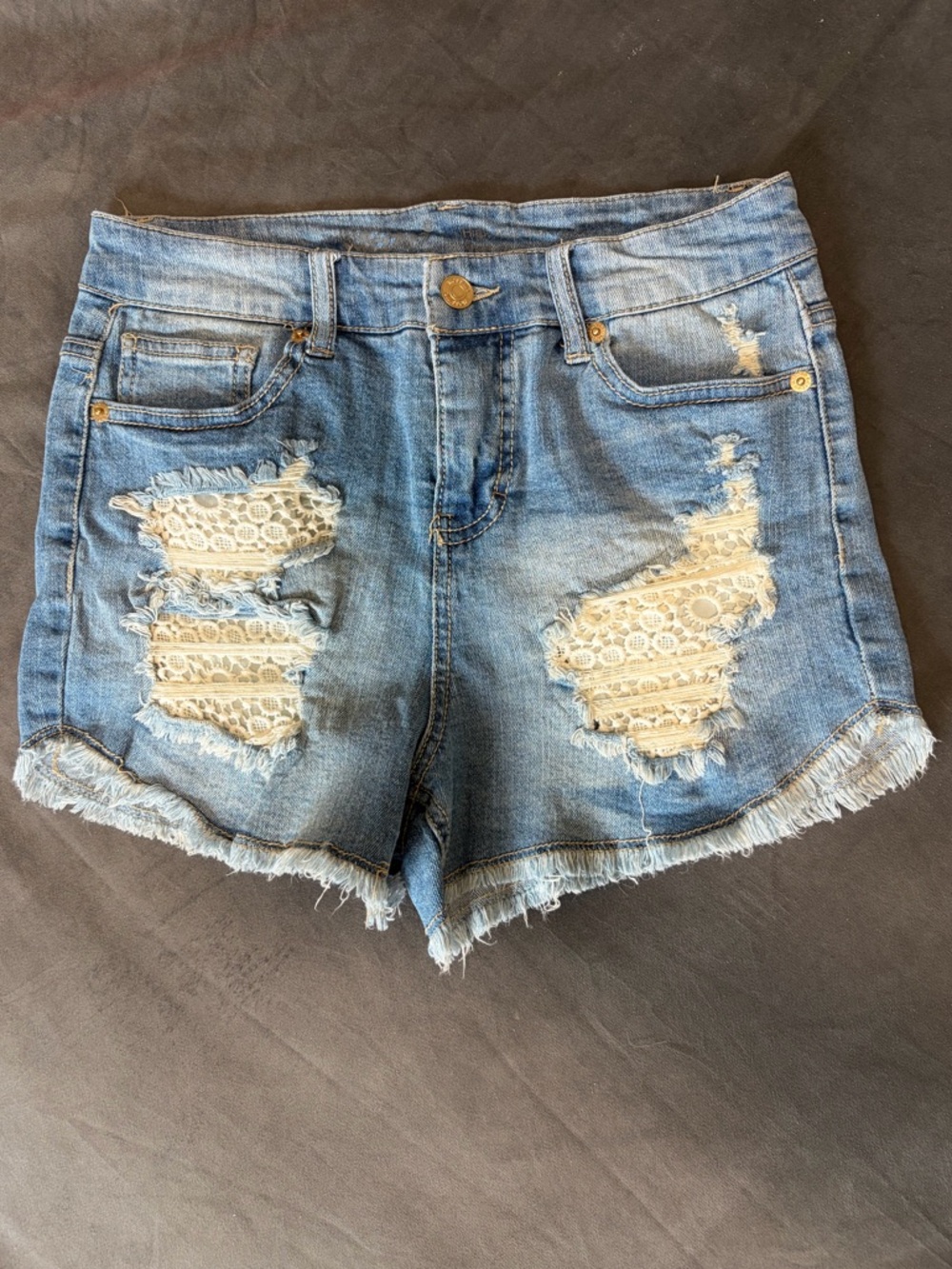 Missimo High Rise Light Blue Distressed Denim Shorts Size 6/28 With 2” Inseam